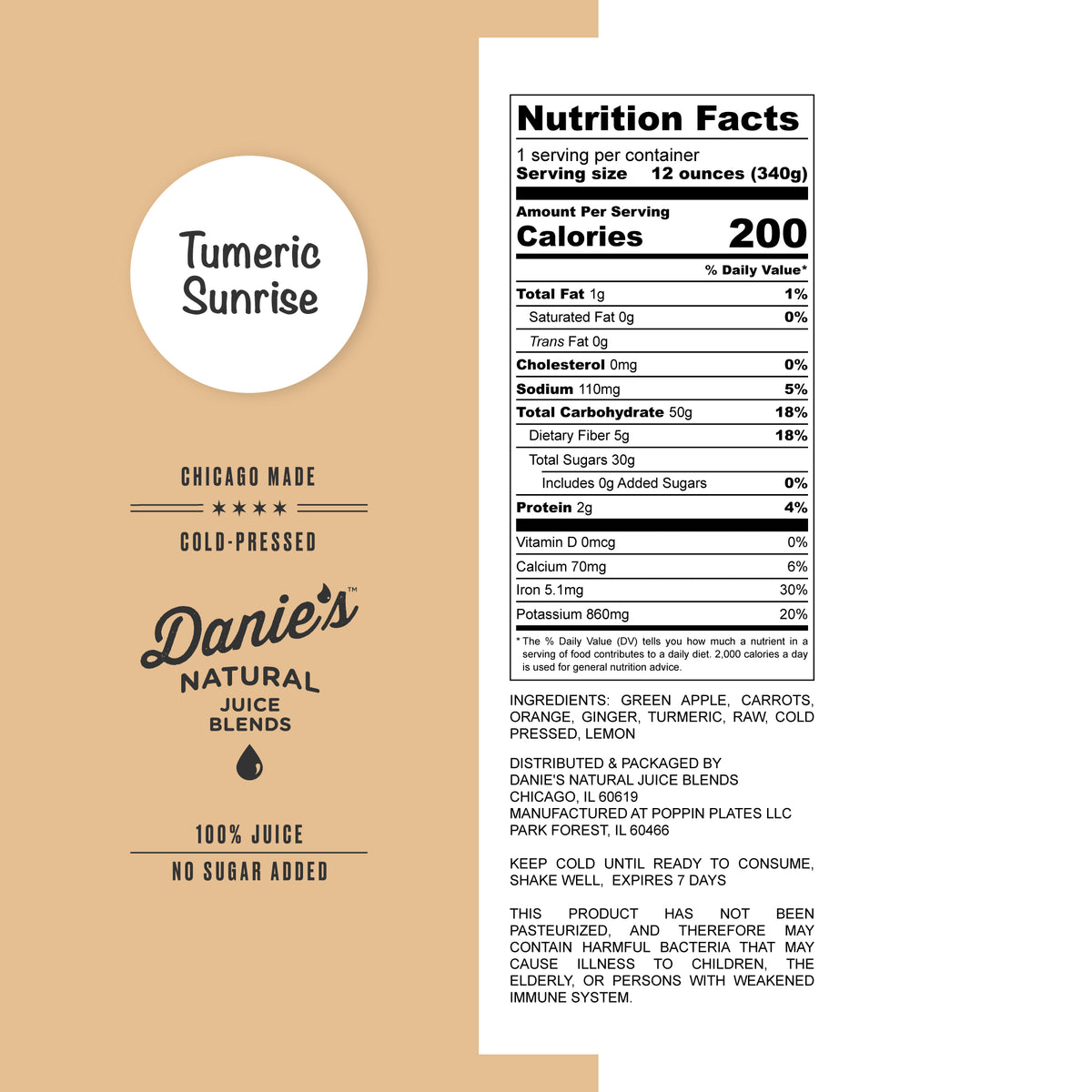 Turmeric Sunrise Danies Natural Juice Blends